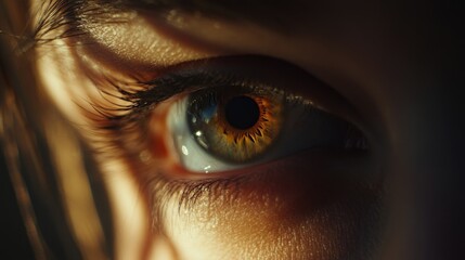 A close-up shot of a human eye with detailed features, suitable for use in medical or educational contexts
