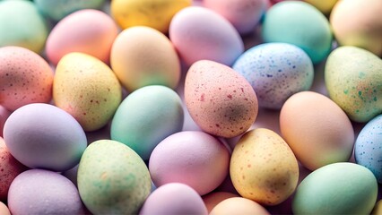 pastel colors easter eggs in a basket