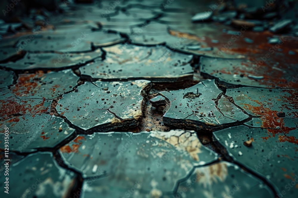 Poster a close-up shot of a crack in the ground, suitable for use in various contexts