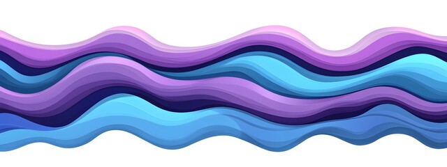 A vector illustration of purple and blue wavy lines on a white background, representing sound waves