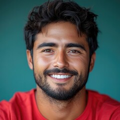 Fototapeta premium Portrait of a bearded man with a serious expression