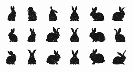 Big collection of rabbit silhouettes