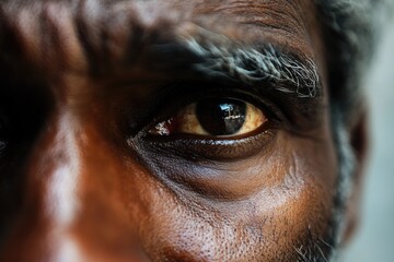 A detailed view of an individual's eye with facial features blurred out