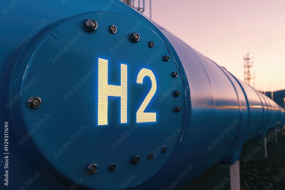 Poster a close-up of a blue pipe with the number 2 marked on it, suitable for industrial or mechanical illu