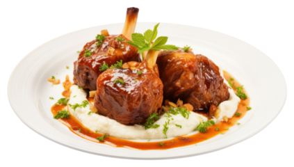 PNG Lamb shank in red wine sauce with shallots and carrots food meat meal.