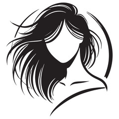 Elegant Women Hair Silhouette Vector Icon - Creative Logo Design for Fashion, Beauty, and Lifestyle Branding