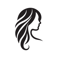 Elegant Women Hair Silhouette Vector Icon - Creative Logo Design for Fashion, Beauty, and Lifestyle Branding