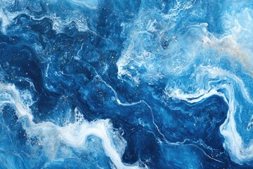 Obraz premium Serene Ocean Water Surface. Vibrant Abstract Background with Crashing Waves and Beautiful Foam