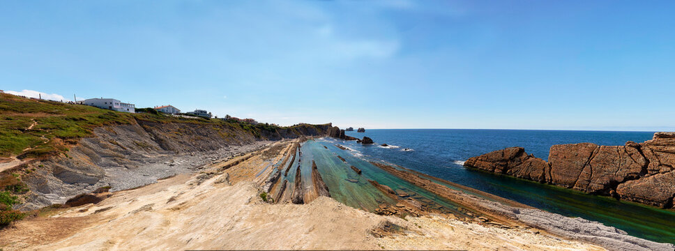 Broken coast at Liencres Cantabria. Rock formations