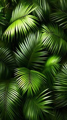 A seamless pattern of dark green palm leaves, creating an atmosphere reminiscent of the jungle
