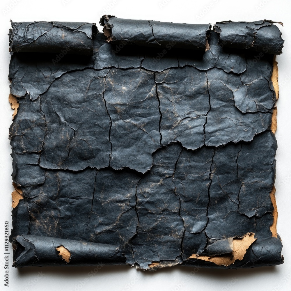 Poster A ripped corner of a paper with rough edges and fibers visible
