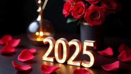 Glowing 2025 with Red Rose Elegance