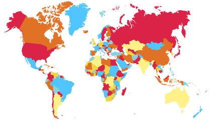 World map. Color modern vector map. Silhouette map