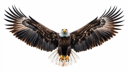 Obraz premium Large bird, wings outstretched, isolated background.