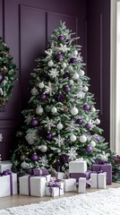 Santa Claus, Ornaments, Balls and Christmas Tree, Reindeer, Sleigh, Formed With Paper Cut Art, , Abstract Image, Texture, Pattern Background, Wallpaper, Cover and Screen of Smartphone, PC, Laptop, 9:1