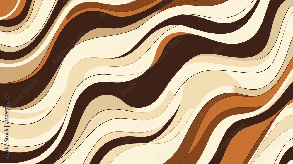 Poster smooth, flowing lines in warm, earthy tones create a visually appealing pattern, ideal for backgroun