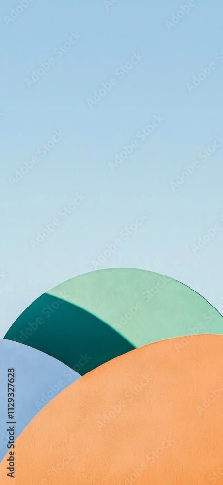 Aufkleber abstract background showing a minimalist composition of overlapping pastel-colored curves resembling