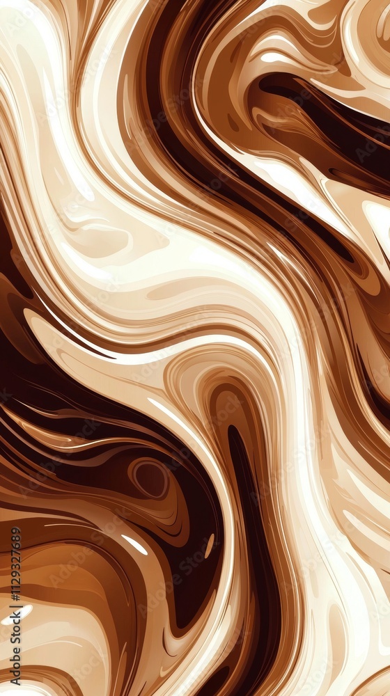 Poster smooth and glossy swirls of rich brown and soft beige intertwining create a captivating marble effec