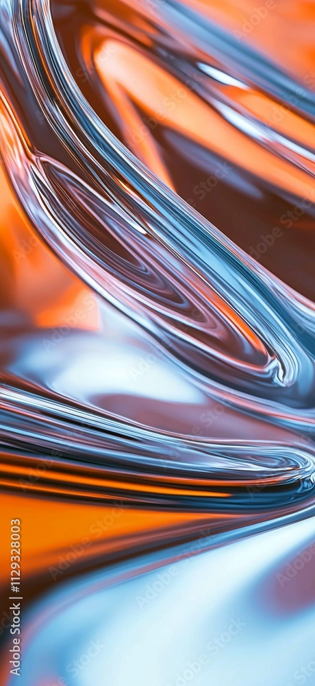 Aufkleber smooth, swirling metallic shapes in vibrant orange and cool blue hues create a dynamic and visually 