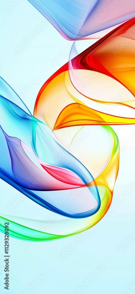 Poster abstract lines in various colors flow and intertwine, creating dynamic and visually appealing shapes