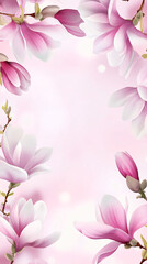Fototapeta premium A clean copy space framed by beautiful pink and white magnolia flowers creating a serene and elegant background for design projects