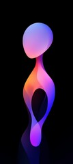Naklejka premium Flowing smoothly, a colorful gradient forms a vibrant, dynamic abstract shape against a black background, creating an eye-catching and modern visual composition