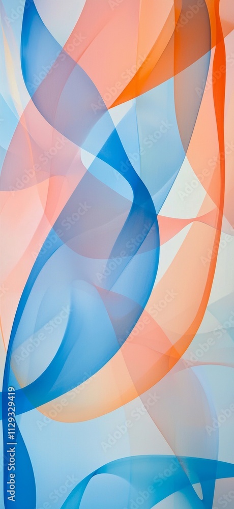 Poster Intertwining blue and orange waves form a vibrant and flowing abstract composition, evoking a sense of energy and movement while creating an elegant and modern backdrop