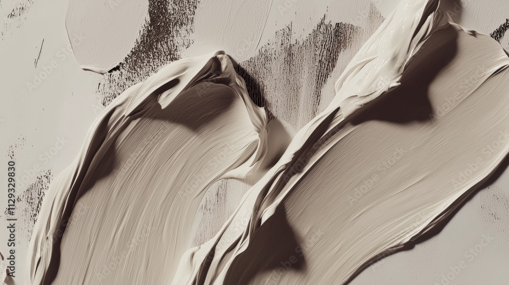 Aufkleber thick layers of beige and brown paint create an abstract design, featuring dynamic brush strokes and
