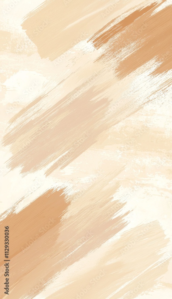Poster beige and light brown brush strokes are creating an abstract painted background with white copy spac