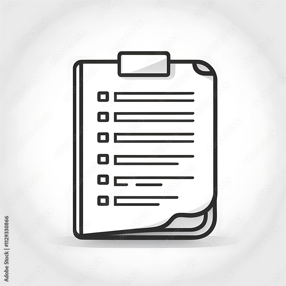 Poster checklist icon: a clean and simple line art icon of a clipboard with a checklist, perfect for task m