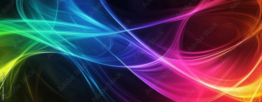 Poster smooth elegant curves of vibrant colors creating a dynamic and energetic composition, ideal for proj
