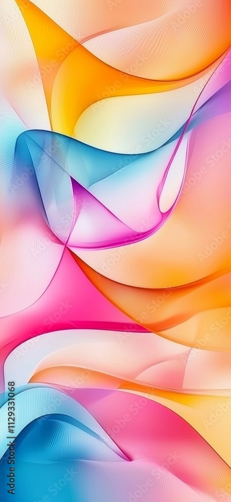 Poster flowing, translucent waves of vibrant colors intertwining and blending create a dynamic, visually ca