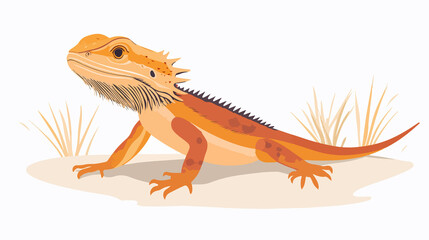 Obraz premium Bearded Dragon Animal Flat Vector Illustration on White Background