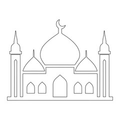 Continuous Line Drawing of Mosque - Minimalist Vector Illustration, Islamic Line Art Design