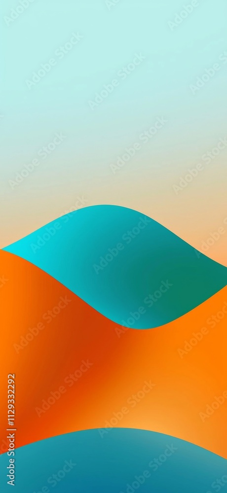 Poster smooth curves and gradient colors of orange and teal blend seamlessly, forming an abstract compositi