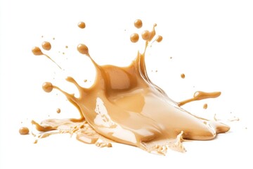 Fototapeta premium A drop of liquid falls onto a clean and white surface, creating a small splash