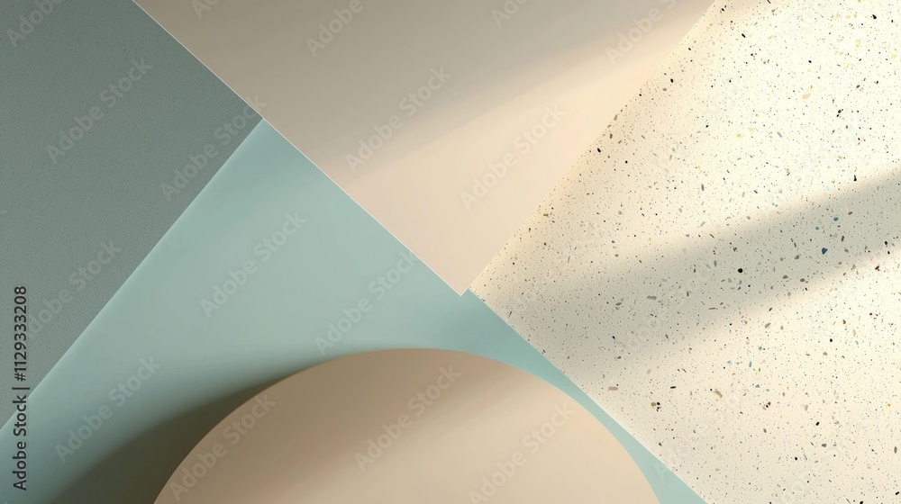 Aufkleber sunlight is creating shadows on a minimalist abstract background with geometric shapes in pastel col