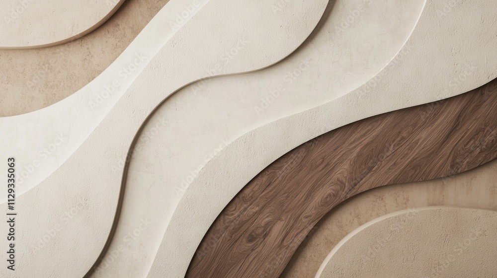 Poster smooth, undulating shapes in shades of white and brown create a calming and sophisticated abstract m