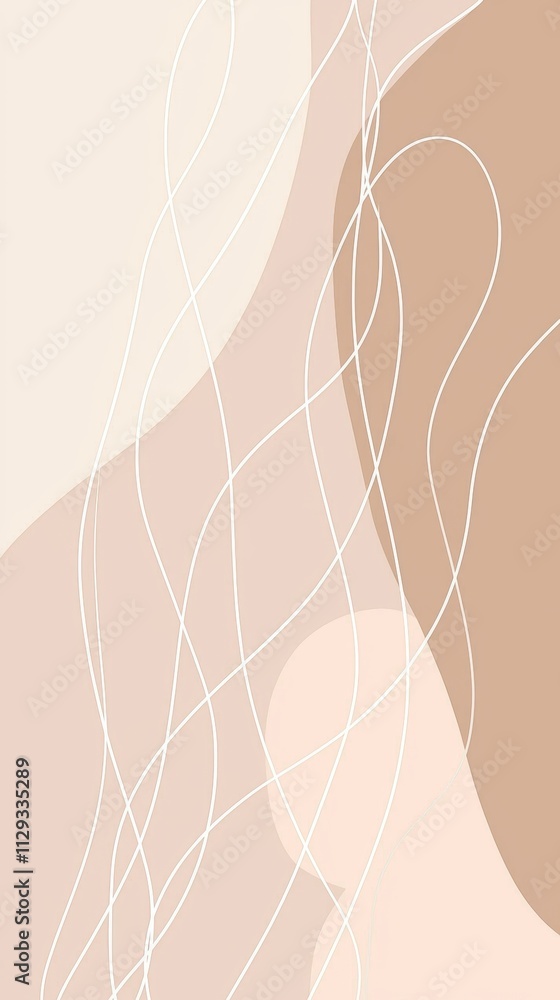 Aufkleber modern and elegant abstract background featuring flowing white lines intertwined with soft pastel-co