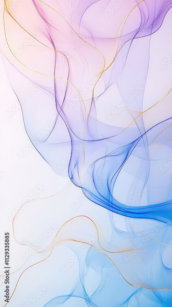 Poster soft, flowing hues of purple and blue blend gently, creating an abstract visual of fluid movement an