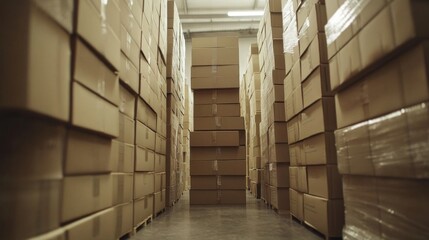 Warehouse Storage of Cardboard Boxes, A Busy Industrial Scene