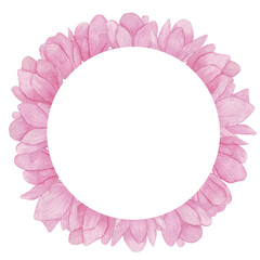 Frame Pink magnolia. Collection magnolia flowers on an isolated white background, watercolor floral design elements.  Flowers set with Magnolia flowers. Pink flower