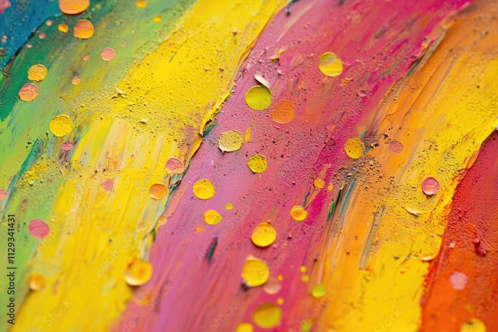 Poster a colorful painting with water droplets, ideal for use in art or design projects