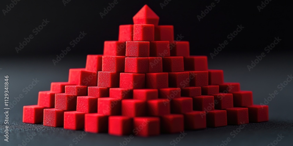 Poster A stack of red cubes sits on a table, with no other objects in sight