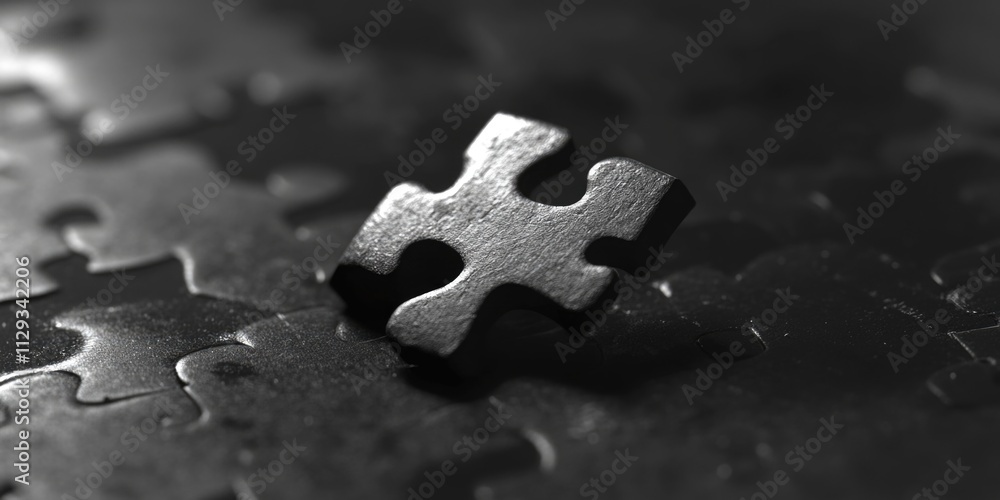 Poster a single puzzle piece sits on a table, ready for assembly
