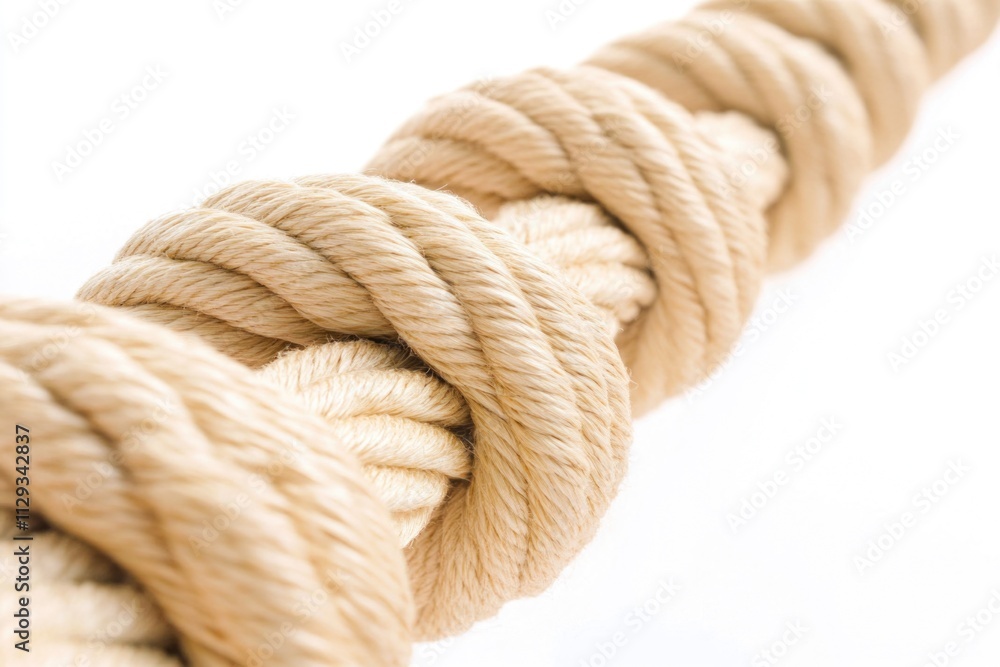 Poster close-up view of a rope with a secure knot, suitable for use in illustrations or designs where ropes