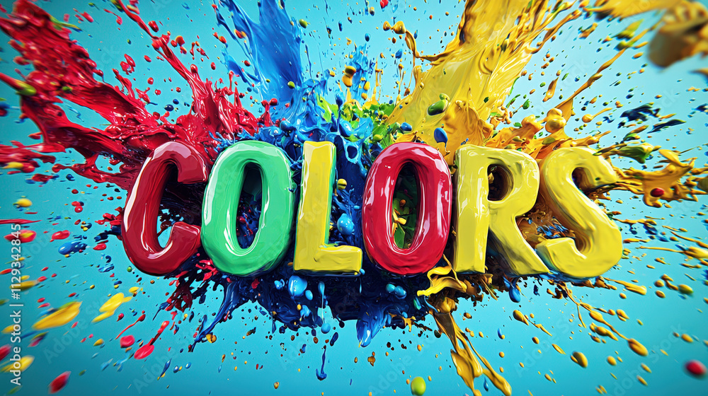 Poster bright splashes of paint in various colors create a lively display, showcasing the joy and energy of