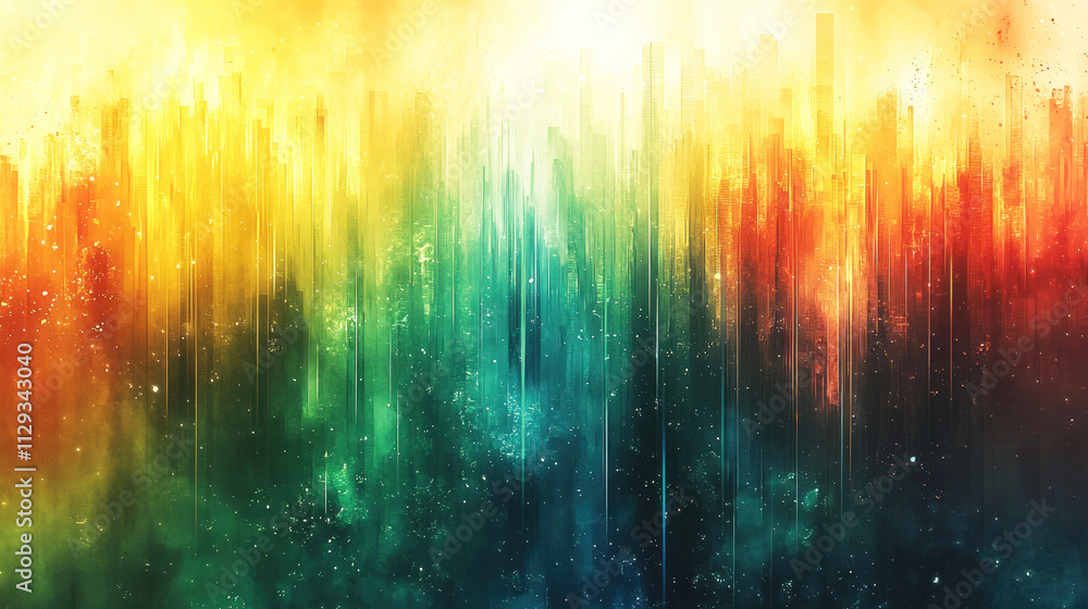 Fototapete Abstract design features a vibrant gradient of colors with vertical lines, evoking energy and dynamic movement in modern art. Perfect for background use in videos and projects
