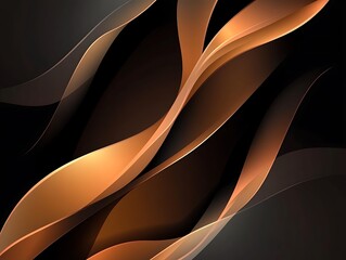 Abstract background with realistic golden and black wavy fluid shape. Interwined gold stripes