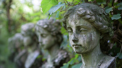A long-forgotten garden, where overgrown vines hide crumbling statues of long-forgotten deities.